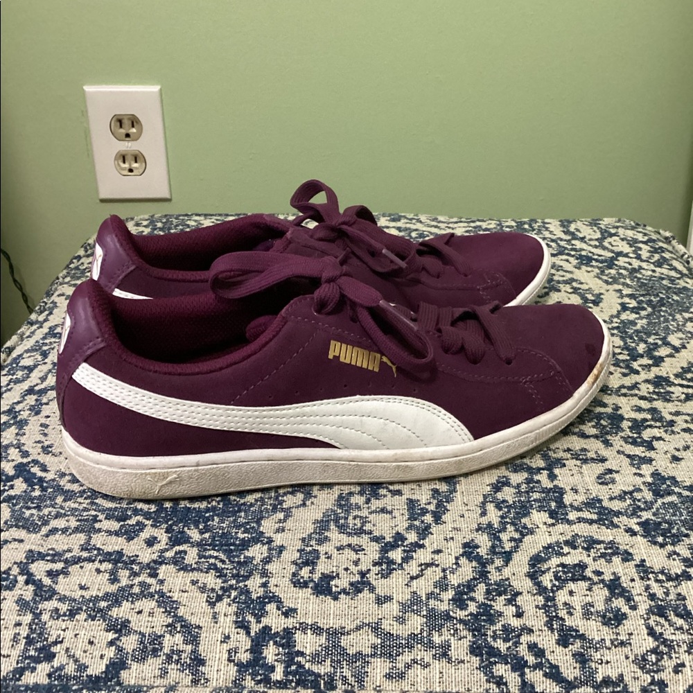 Purple puma sneakers
